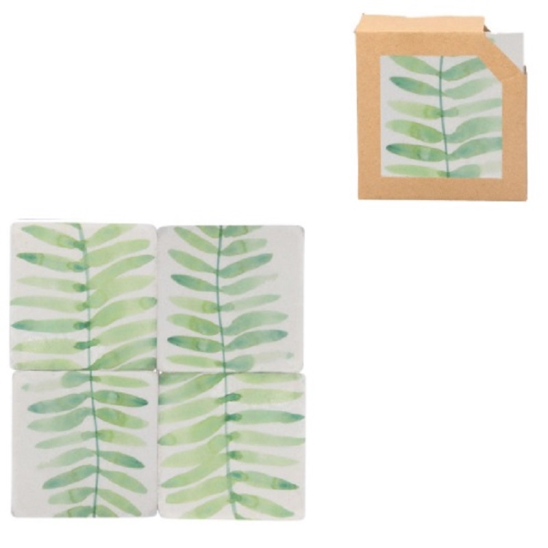 Gisela Graham Fronds Watercolour Resin Coasters Pack Of 4