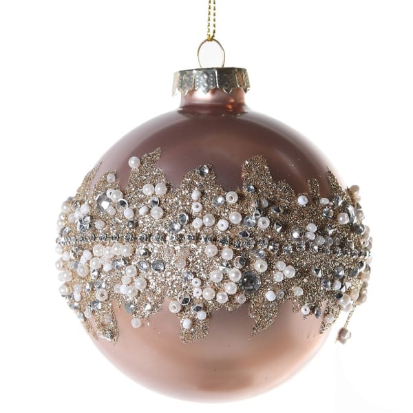 Victoria & Co. Pink Diamante and Bead Christmas Bauble