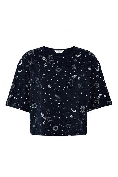 T Shirt Court Pyjama Bleu Marine Starlight