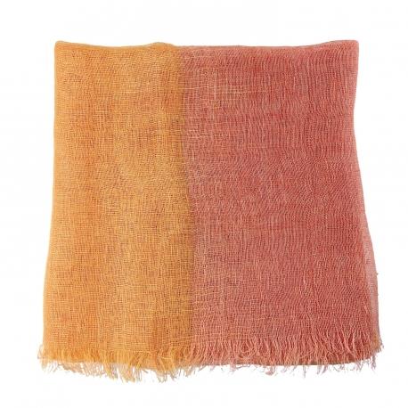 Eole Ikat 100 two -tone linen fishing and apricot