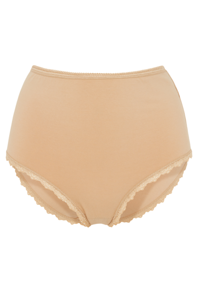 High -waisted panties with beige lace borders