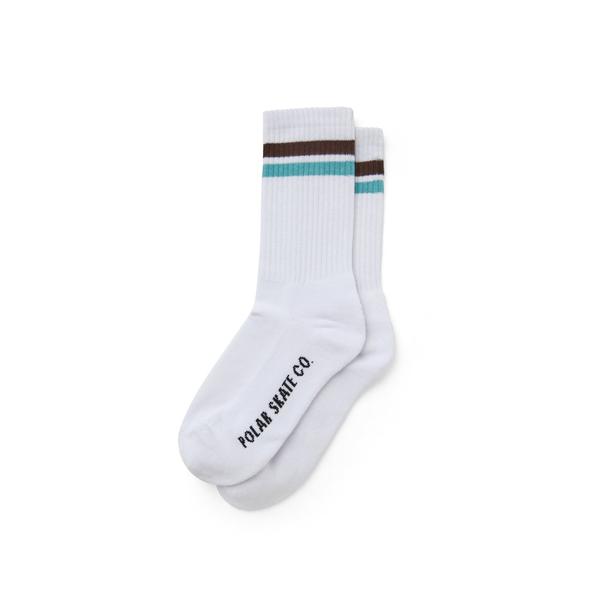 Polar Skate Co Stripe Socks White Brown Mint