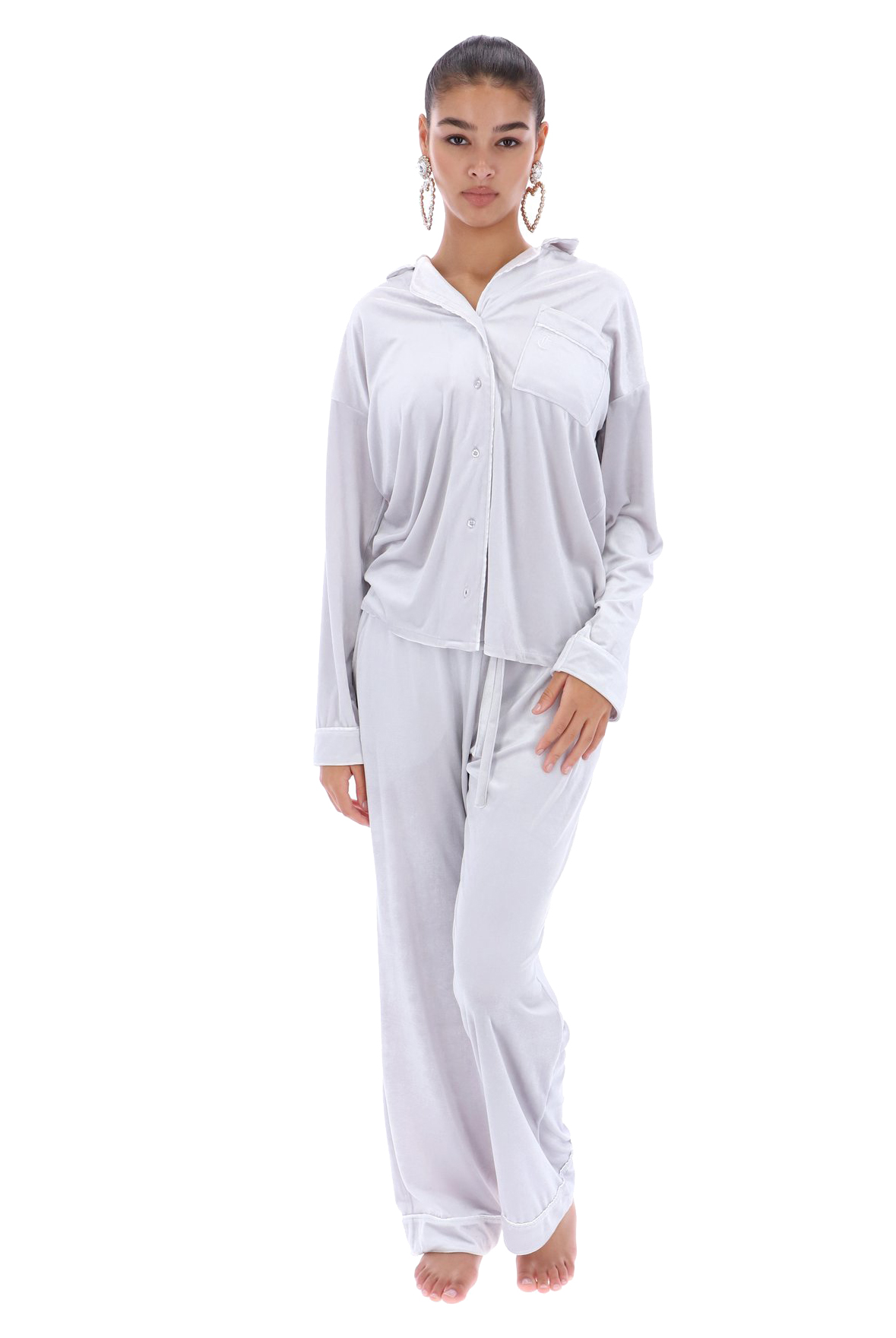 Juicy Couture Paquita Velvet Pyjama Shirt Quite Grey