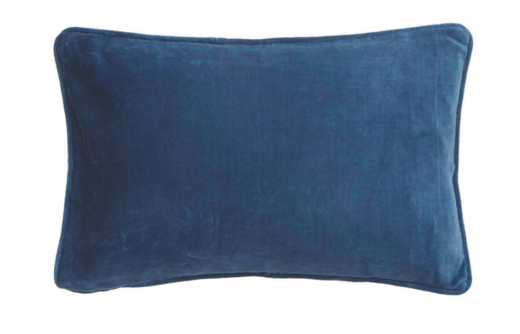 Pompon Bazar Velvet Cushion 50x33cm color China Blue