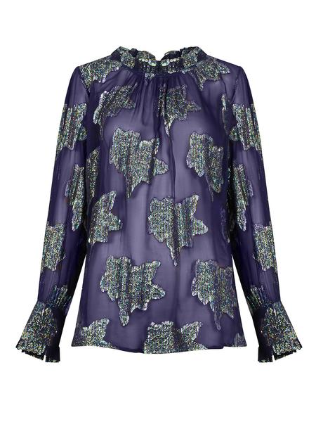 Victoria Navy Metallic Flower Blouse