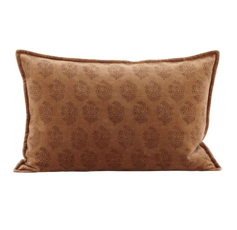 Mink Interiors Motif Velvet Cushion - Coral with Luxury Feather Inner