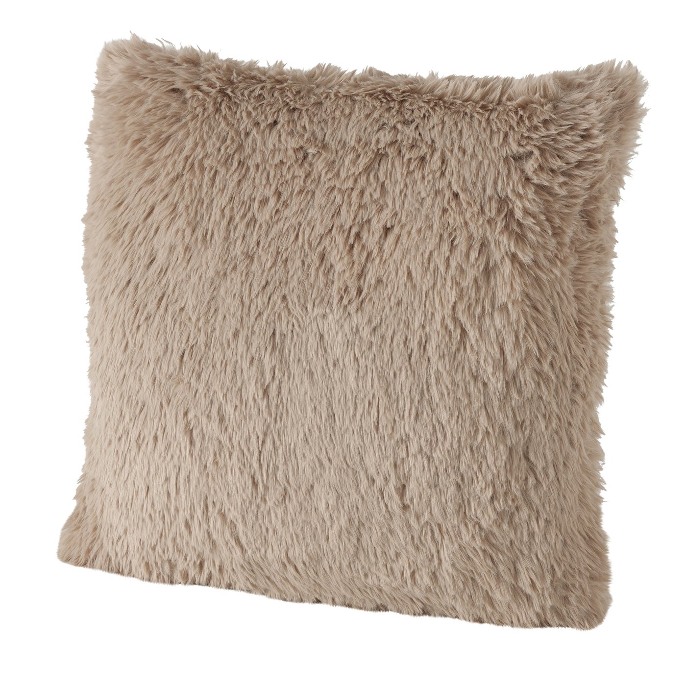 &Quirky Faux Fur Plush Brown Cushion