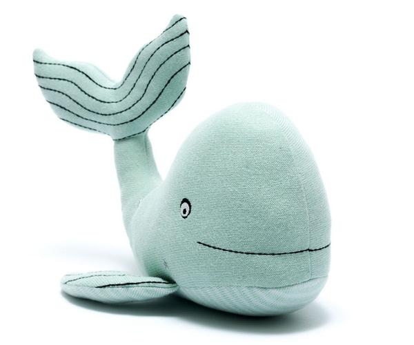 Best Years Knitted Organic Cotton Sea Green Whale Soft Toy