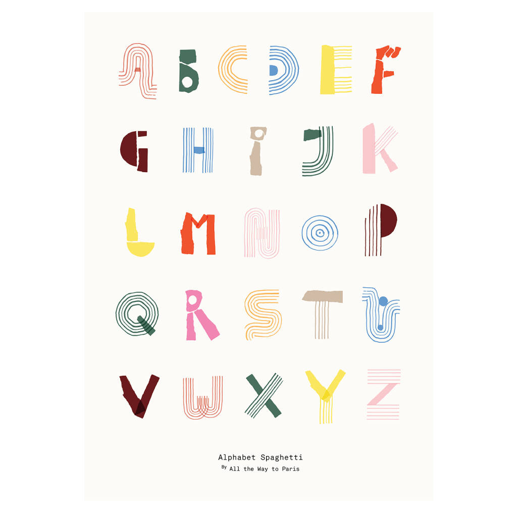 POSH TOTTY DESIGNS INTERIORS Large Alphabet Spaghetti Childrens Print