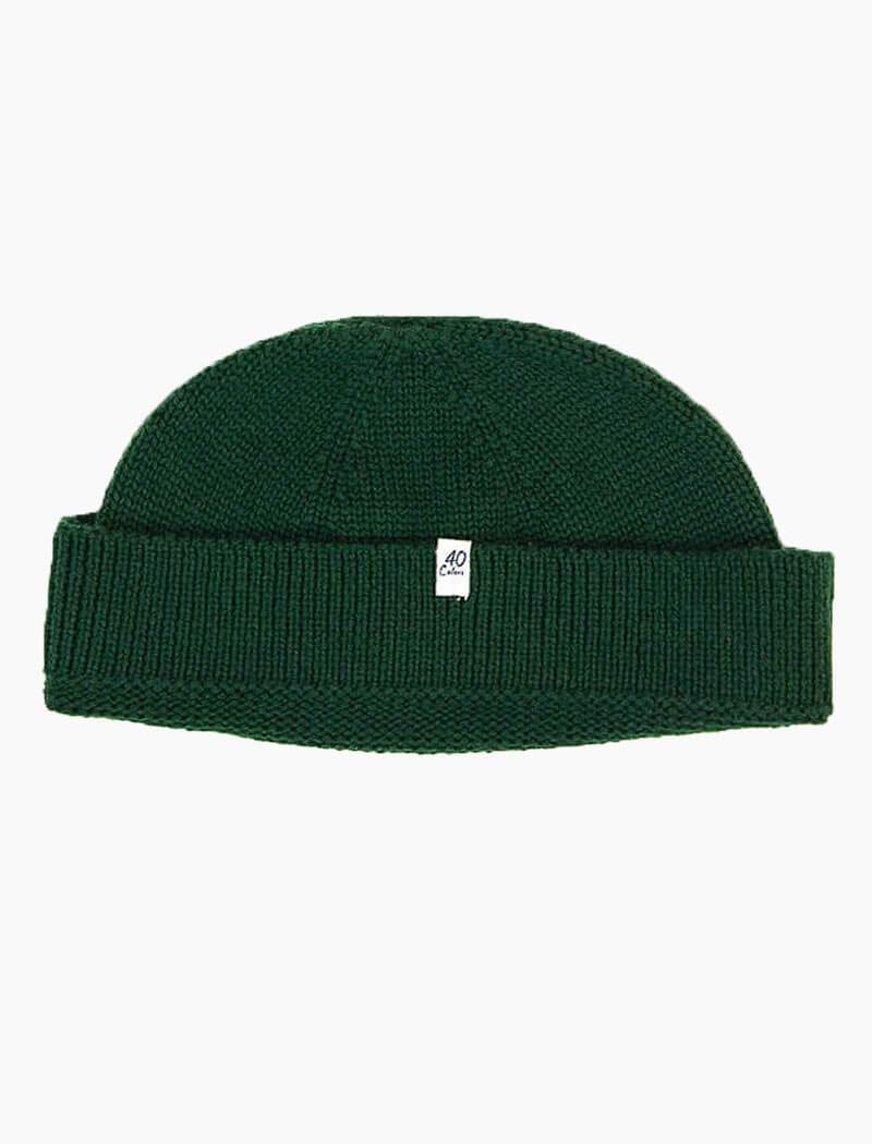 40 Colori Forest Green Solid Wool Fisherman Beanie