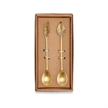 Nkuku Leaf Brass Teaspoon - Set of 2 Gift Set