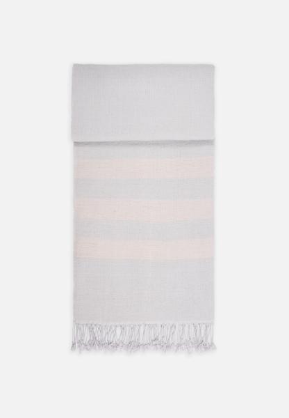Yak Wool Cotton Scarf With Stripes Grey Lilac Apricot