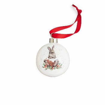 Wrendale Royal Worcester Merry Little Christmas Rabbit China Bauble