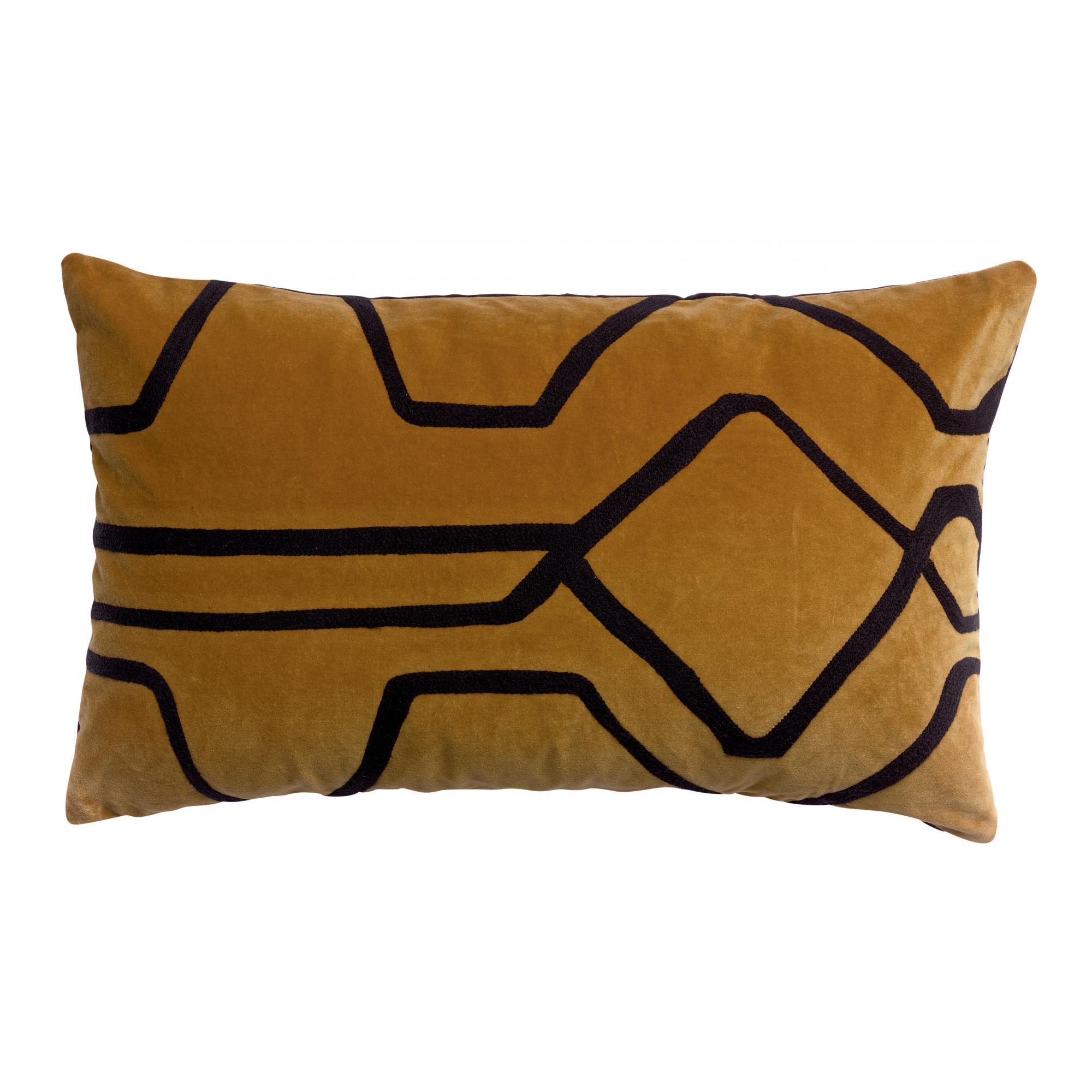 Vivaraise Fara Velvet Cushion with Embroidery 40x65cm, Bronze