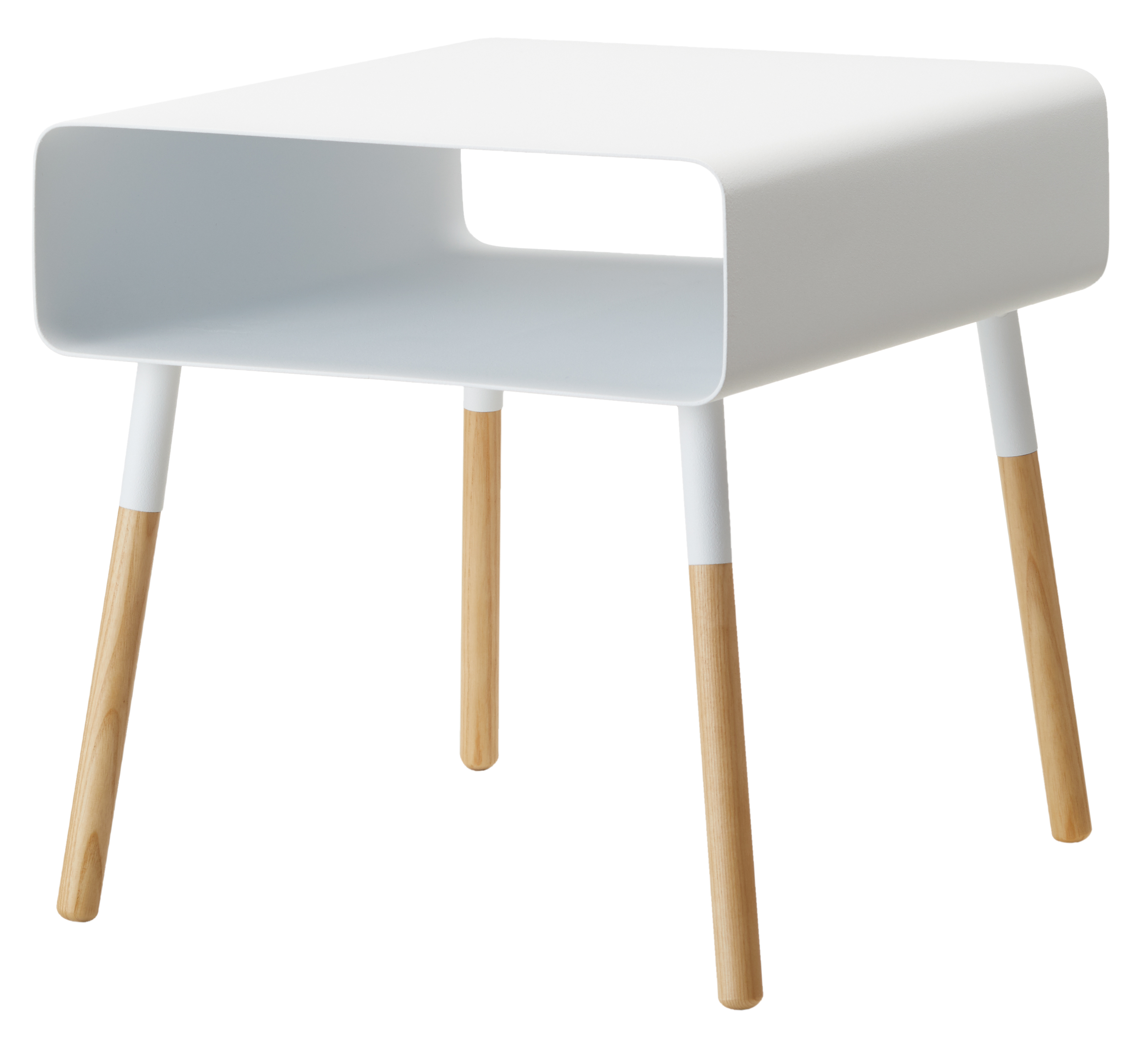 Yamazaki White Low Side Table with Storage Shelf