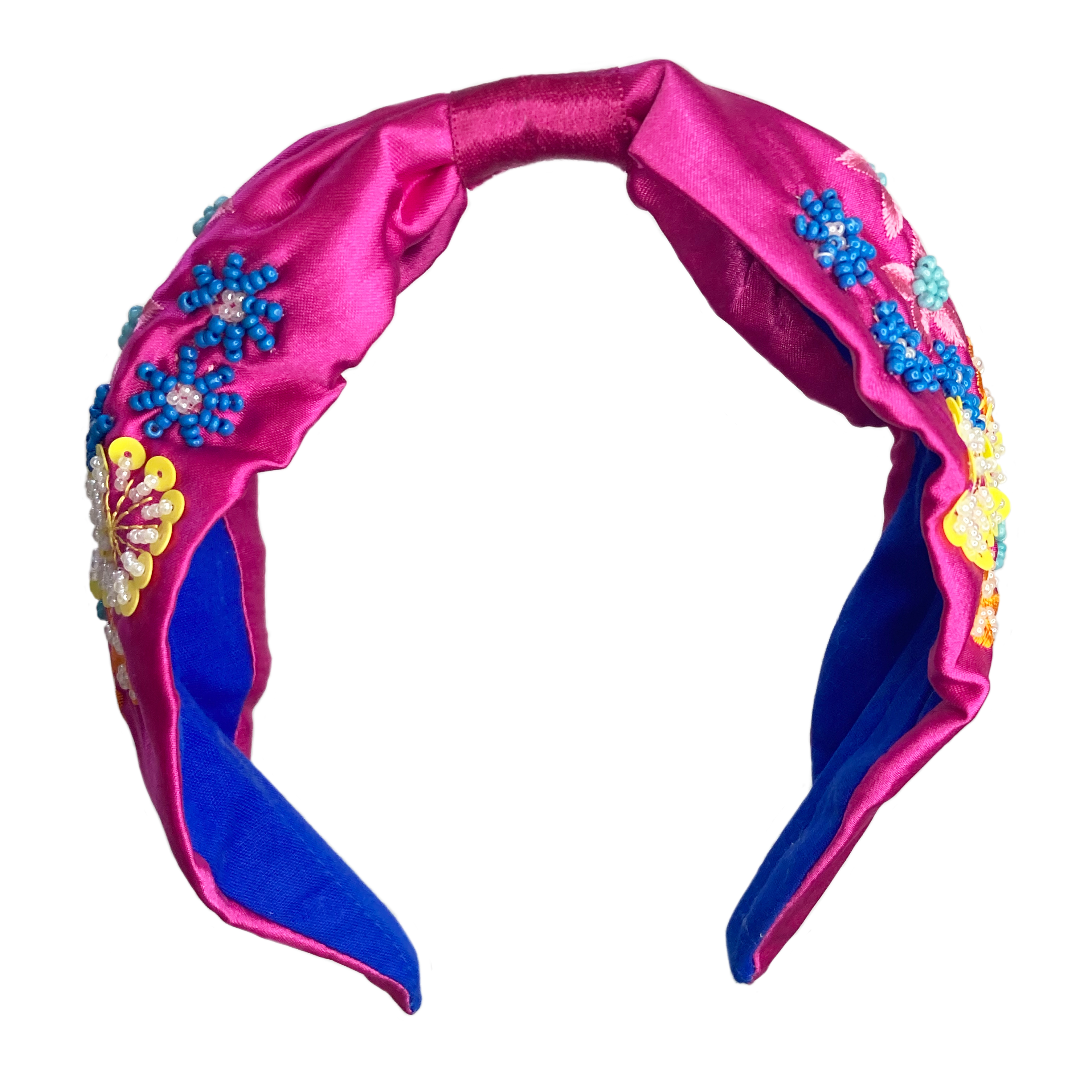 Textile Candy Colourful Floral Beaded Knot Headband