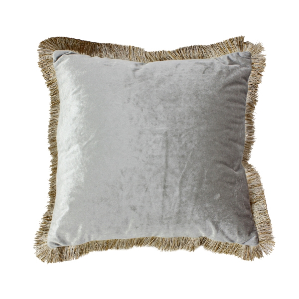 &Quirky Silver Cushion With Fringes