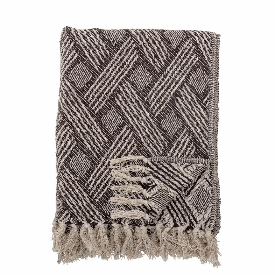 Bloomingville Ghina Throw Charcoal Nature Recycled Cotton