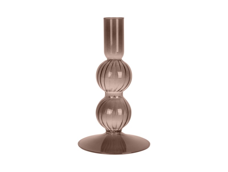 present-time-glass-candle-holder-swirl-chocolate-brown