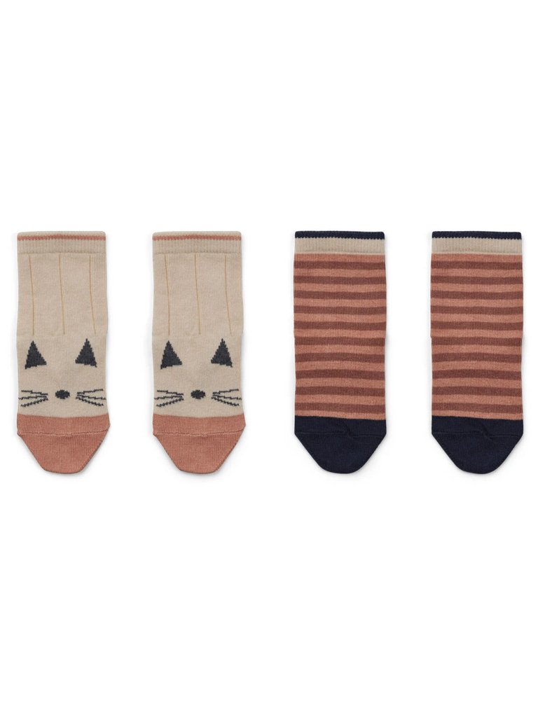 Silas Socks 2 Pack In Cat Stripe