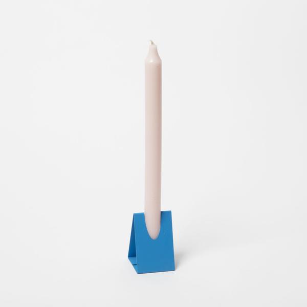 Block Design Triangle Candle Holder Cobalt Blue