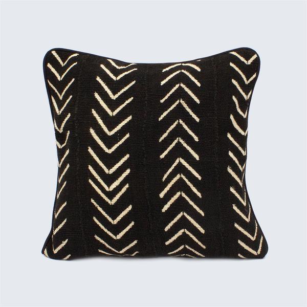 Black and White Arrows Mud Cloth Piped Cushion Cover