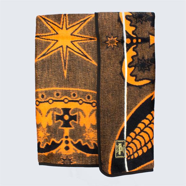 Large Black and Orange Corn Khotso Traditional Basotho Blanket