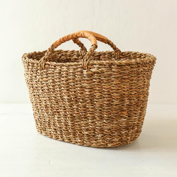 Leather Handled Seagrass Basket