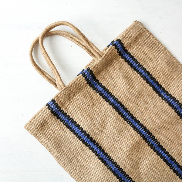 Stripey Jute Bag Blue Black