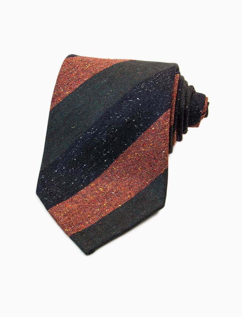 40 Colori Rust Three Toned Striped Silk and Wool Tie