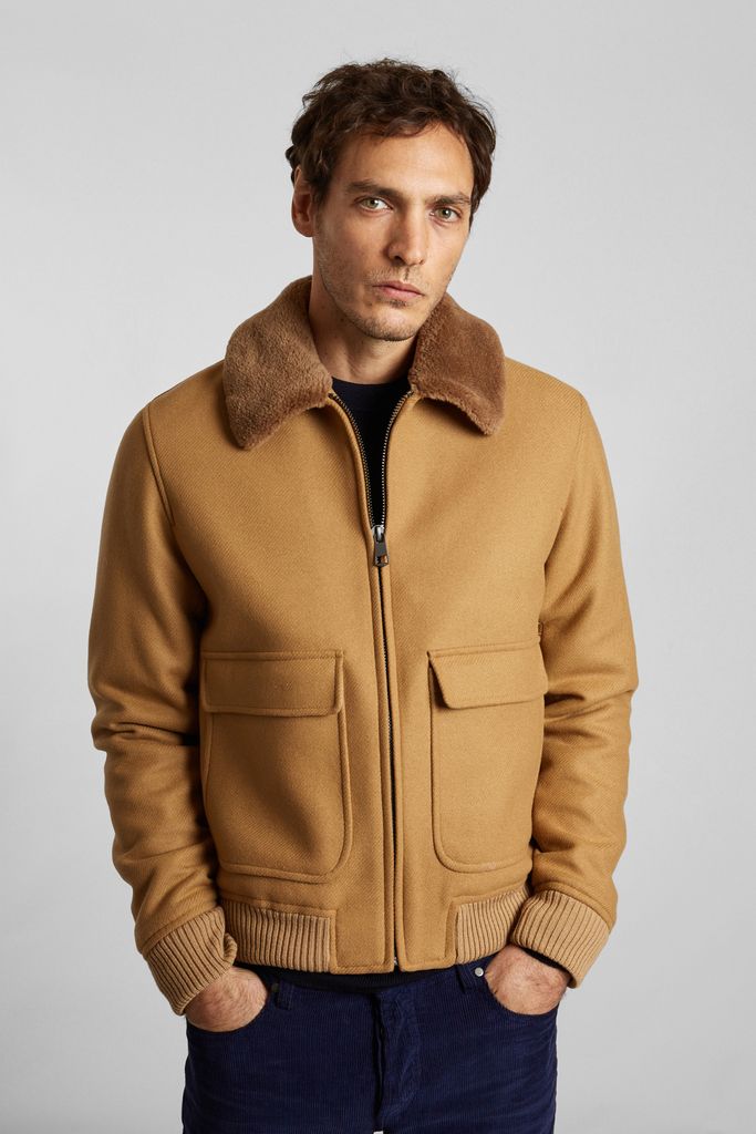 L’Exception Paris Sheepskin Collar Jacket In New Wool Made In France