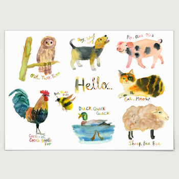 Rosie Webb  Hello Animals A3 Art Print