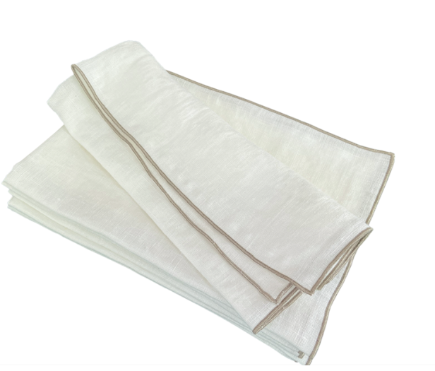 THE BROWNHOUSE INTERIORS White Napkin Natural Piping