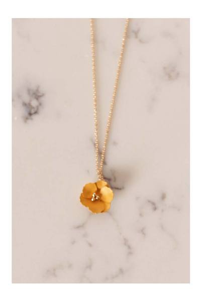Lilac Rose Mustard Flower Gold Necklace