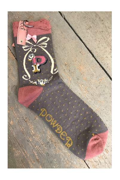 Powder Letter P Initial Ankle Sock