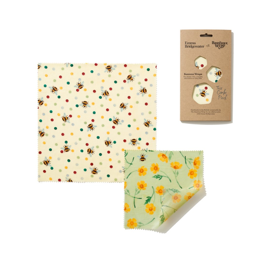 The Beeswax Wrap Co. Emma Bridgewater Bees & Buttercups Print Beeswax Wraps 2PK