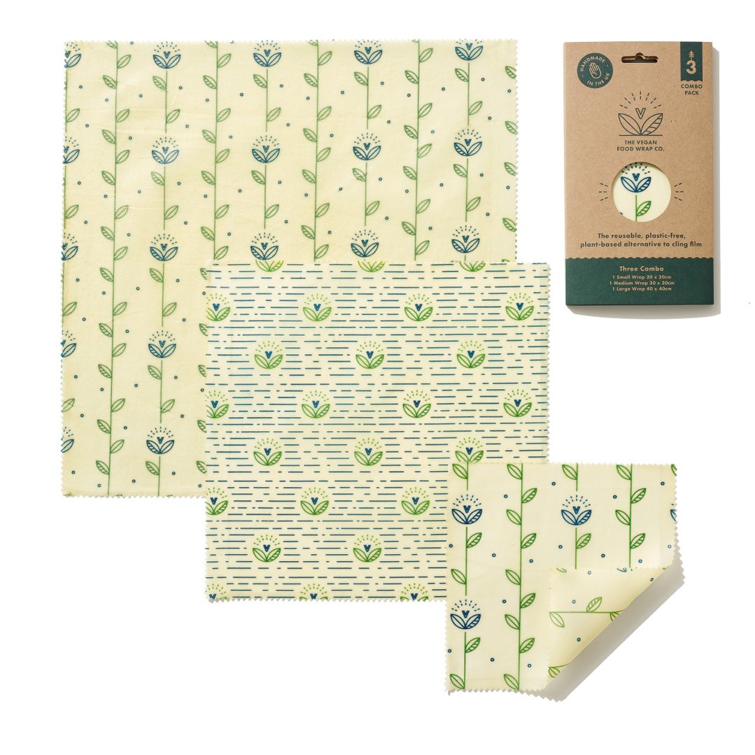 The Beeswax Wrap Co. Harvest Print Vegan Wax Wrap 3pk