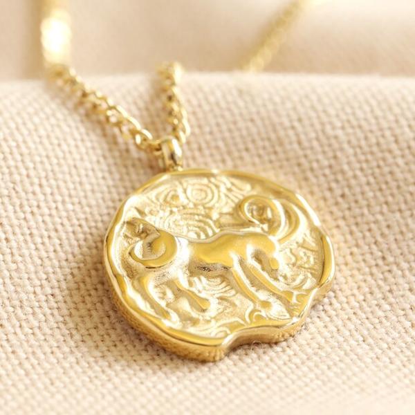 Lisa Angel Zodiac Gold Capricorn Coin Pendant Necklace