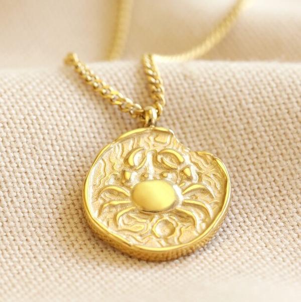 Lisa Angel Zodiac Gold Cancer Coin Pendant Necklace
