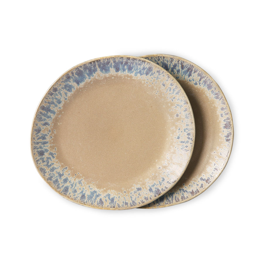 HK Living Ceramic 70's Side Plate Bark Set of 2
