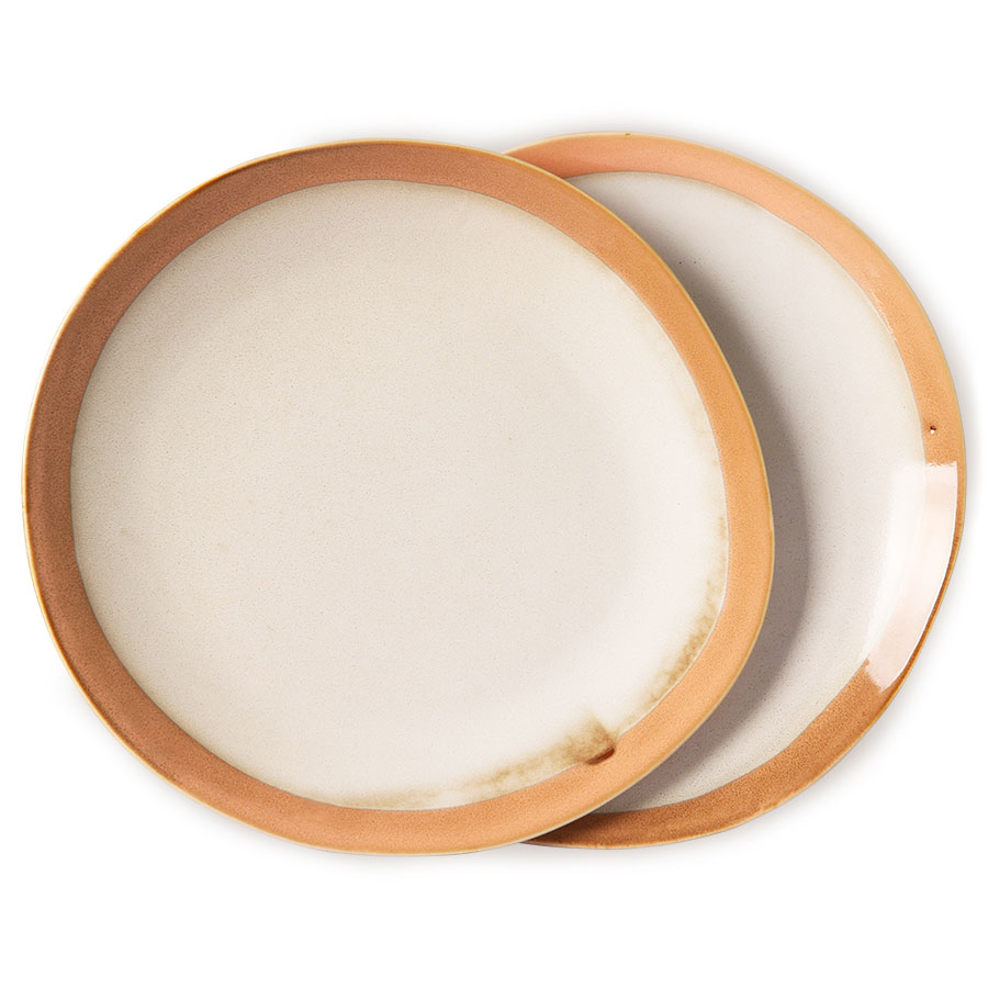 HK Living Ceramic 70's Dinner Plate Earth (Set of 2)