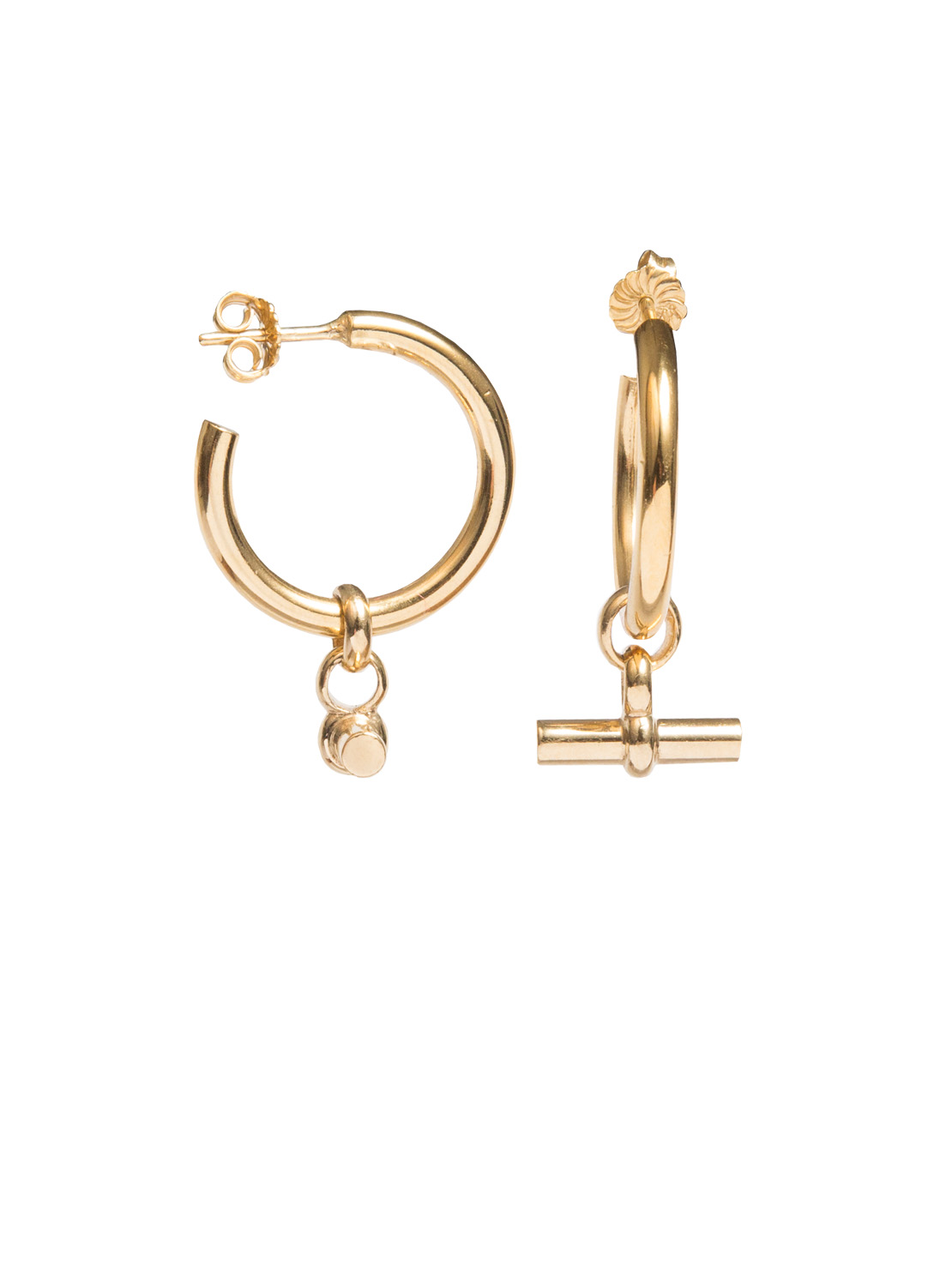 Tilly Sveaas Medium Gold T-Bar Earrings Gold