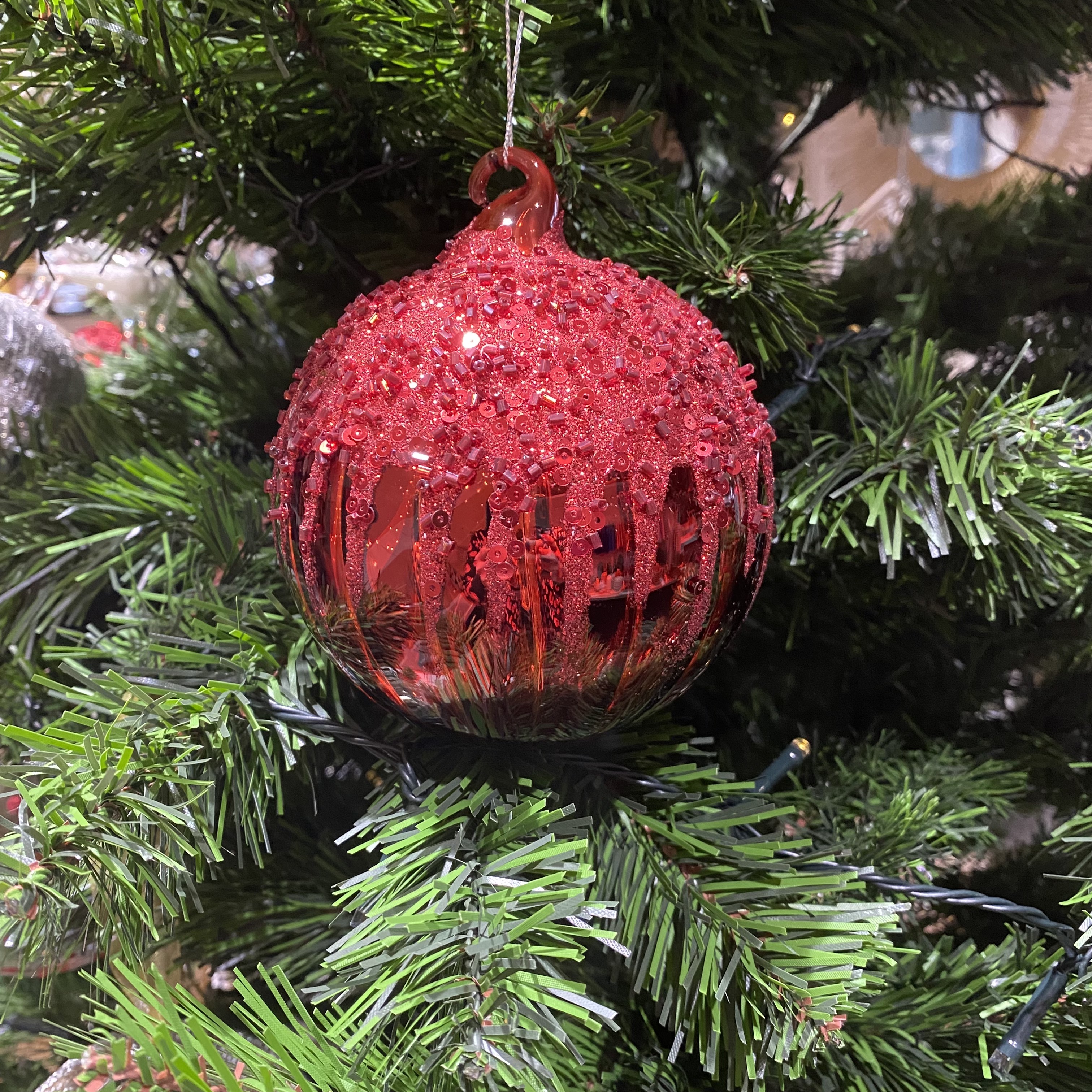Victoria & Co. Red Glass and Glitter Christmas Bauble