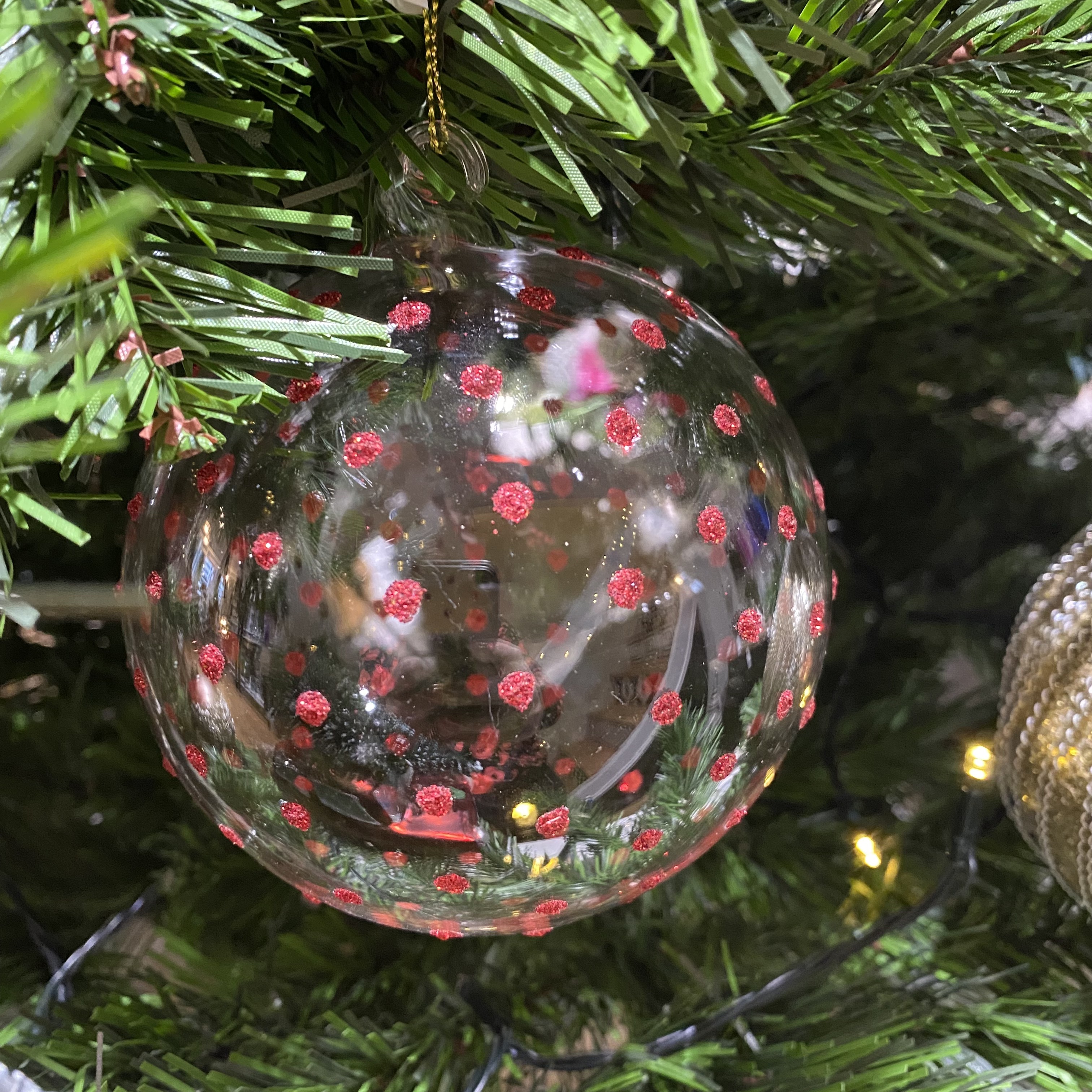 Victoria & Co. Glass Red Spot Christmas Bauble