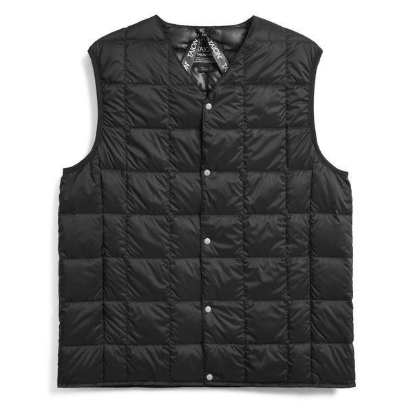 V Neck Down Vest Black