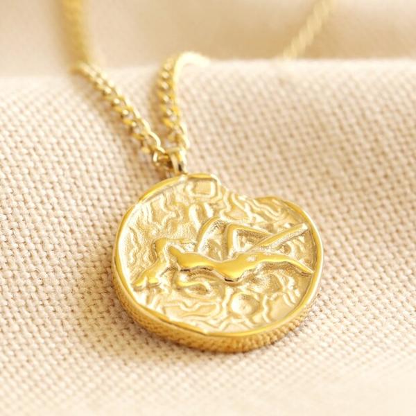 Lisa Angel Zodiac Gold Virgo Coin Pendant Necklace