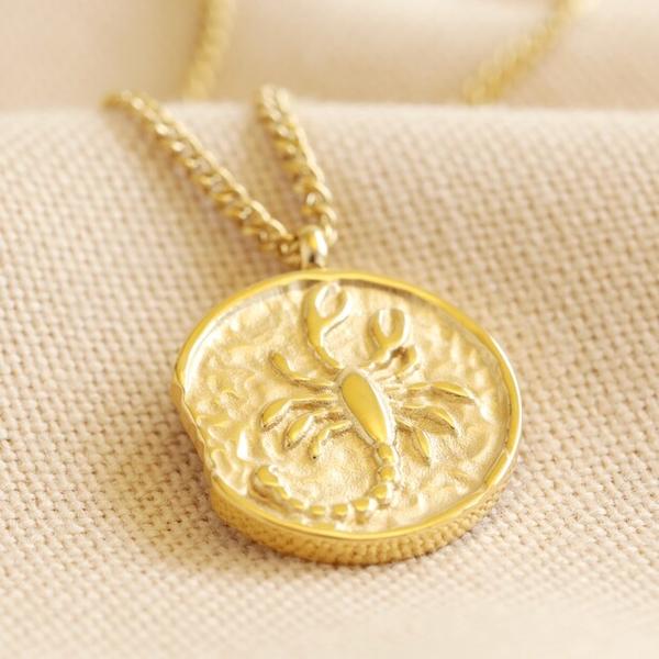 Lisa Angel Zodiac Gold Scorpio Coin Pendant Necklace