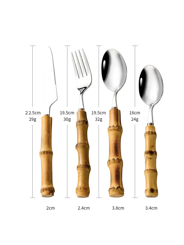 THE BROWNHOUSE INTERIORS Silver Bamboo Cutlery Set