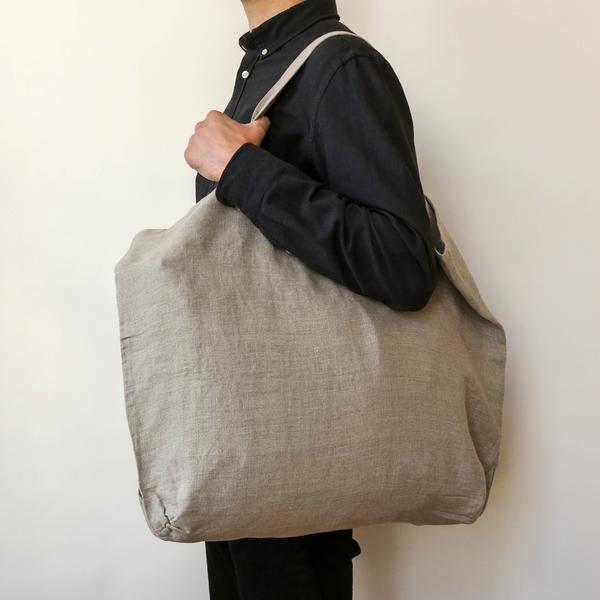 Washed Linen Shoulder Bag Natural