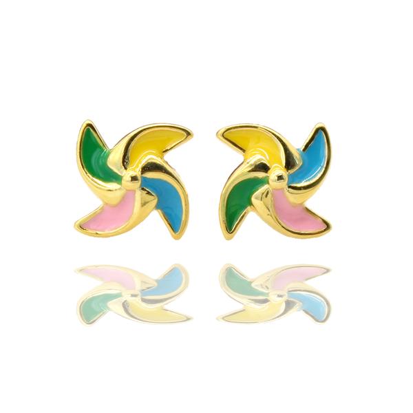 Curiouser and Curiouser Enamel Sterling Silver Gold Plated Windmill Stud Earrings
